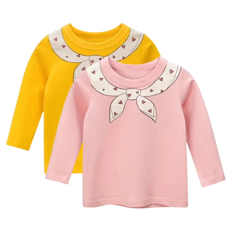 

2025 Children's Clothing Autumn New Girls Bottoms Shirts Baby Long-sleeved T-shirts Cute Kids Clothes