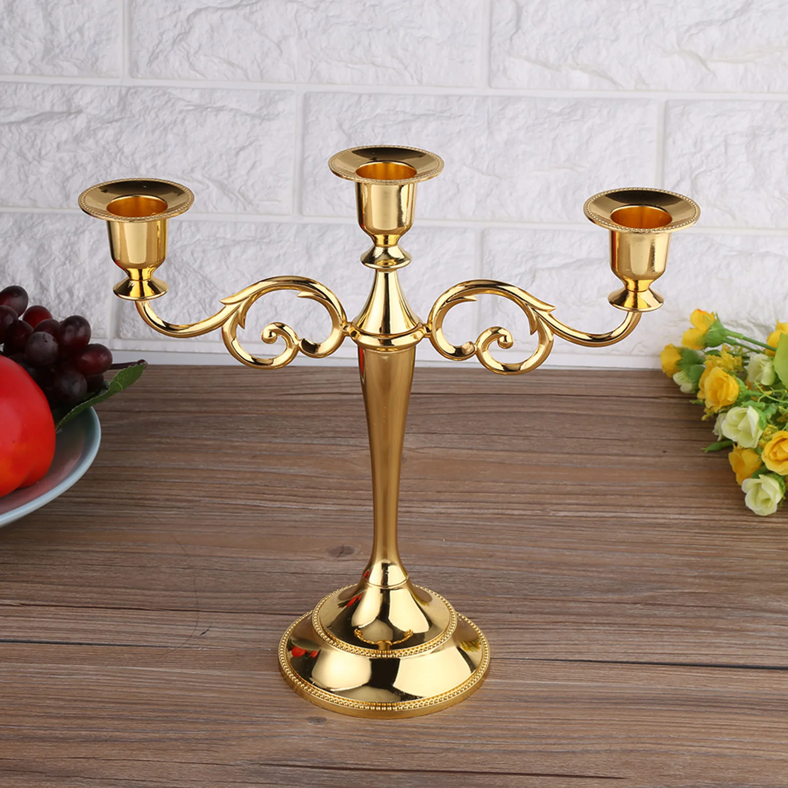 3 Arms Metal Candle Holder European Style Candelabra Wedding Candlestick Home Decor Gold and silver