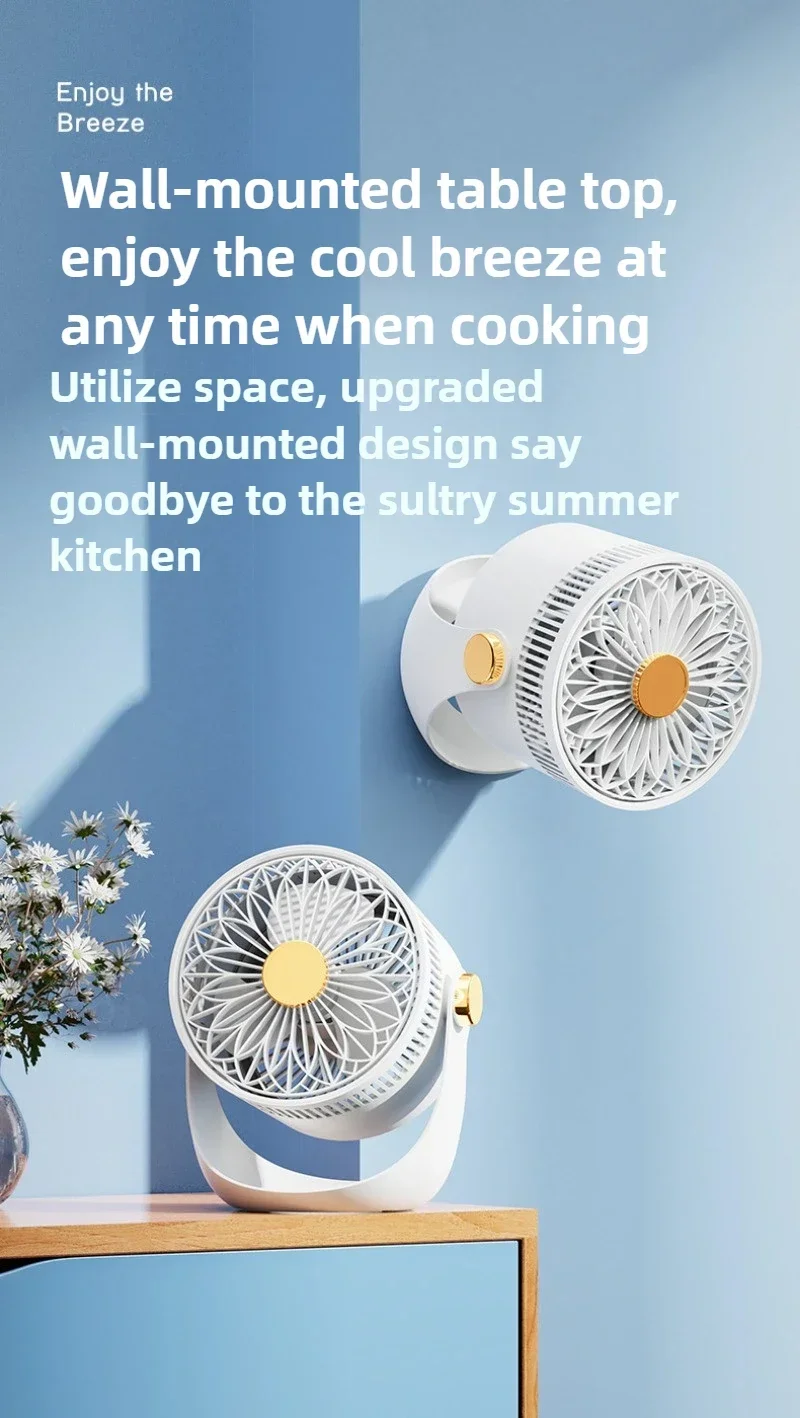 Useful new Circulating Electric Fan Air Convection Household Silent Large Wind Wall-mounted Electric Fan Desktop USB Recharge
