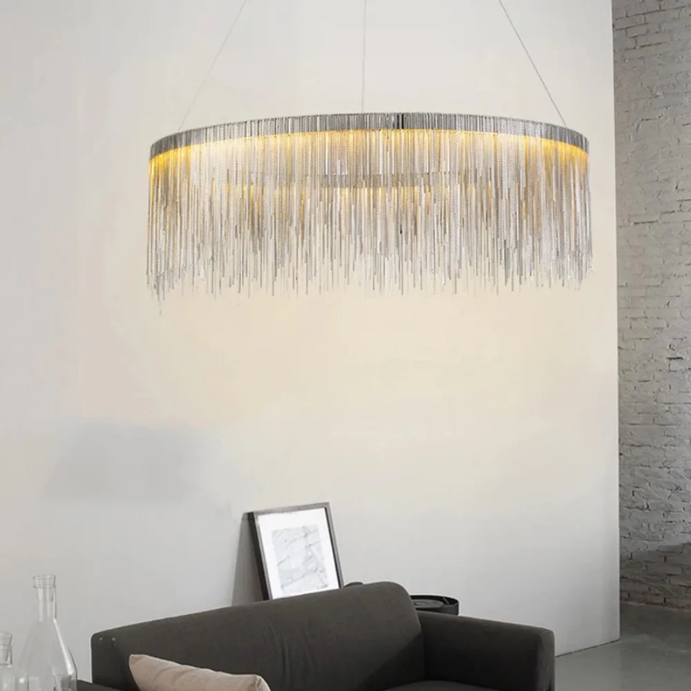 Imagem -03 - Modern Art Decor Tassel Pendant Lamps Chain Chandelier For Bedroom Living Room Restaurant Lights 110v 220v 2024