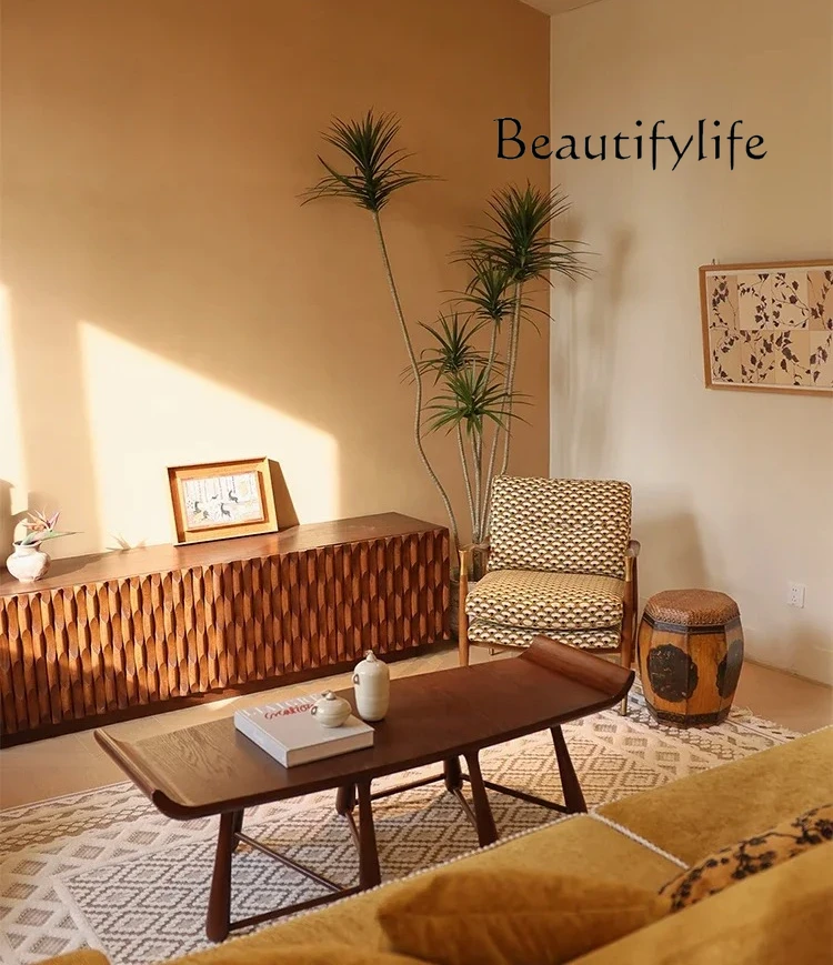 

French style Chinese retro solid wood coffee table side table living room home entrance table