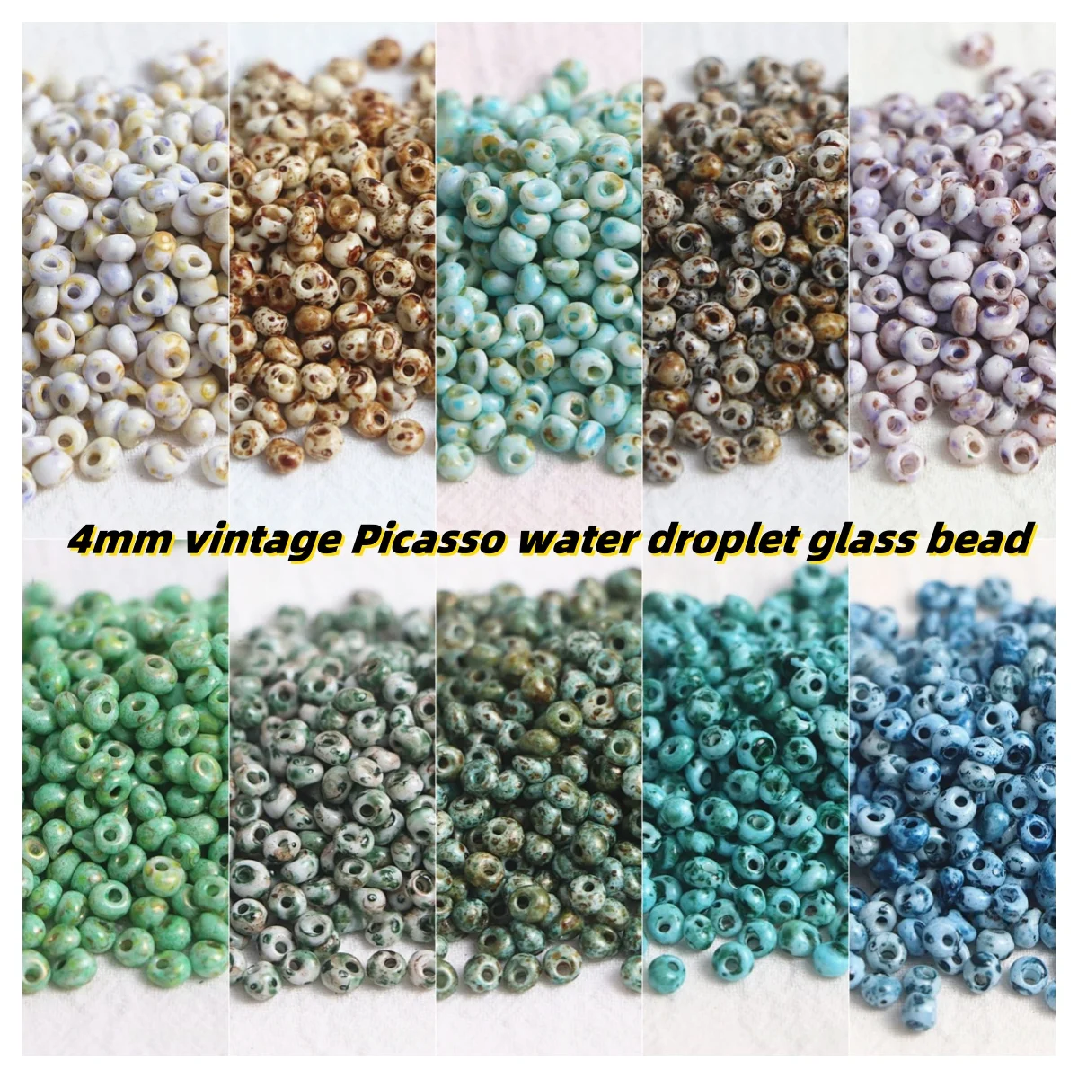 120 Pieces of 4mm Vintage Picasso Water Droplet Glass Bead Scattered Beads Handmade DIY Bracelet Necklace Accessories Materials