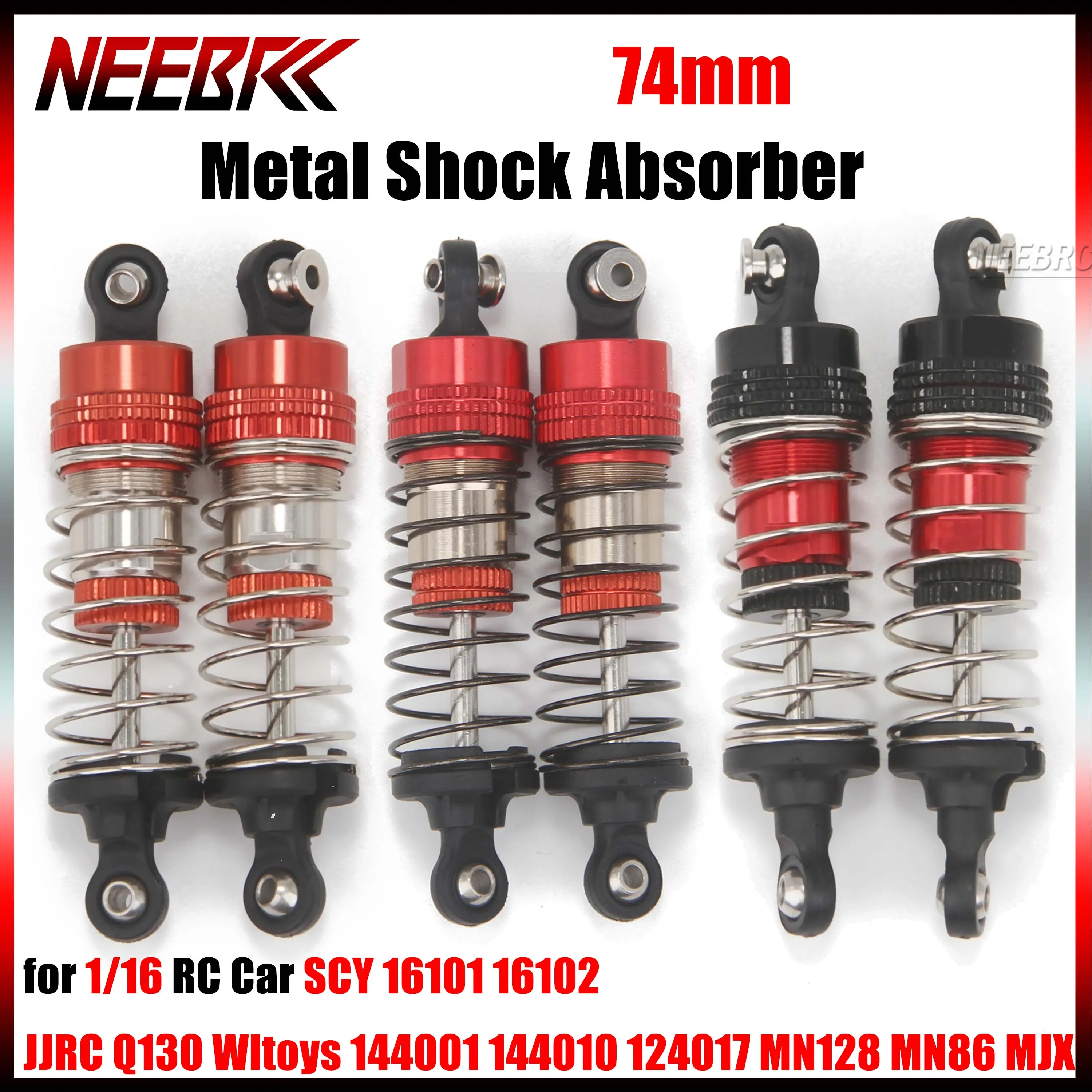 74mm Metall-Stoßdämpfer Federung für 1/16 RC Auto SCY 16101 16102 Wltoys 144001 144010 124017 MN128 MN86 JJRC Q130 MJX