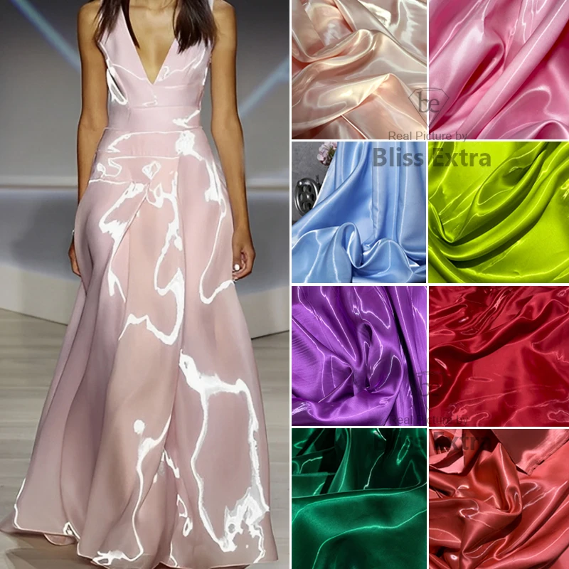 Tela de satén líquido brillante de lujo, tela de satén brillante de agua de 59 "de ancho para vestido, traje, Material de diseñador de ropa
