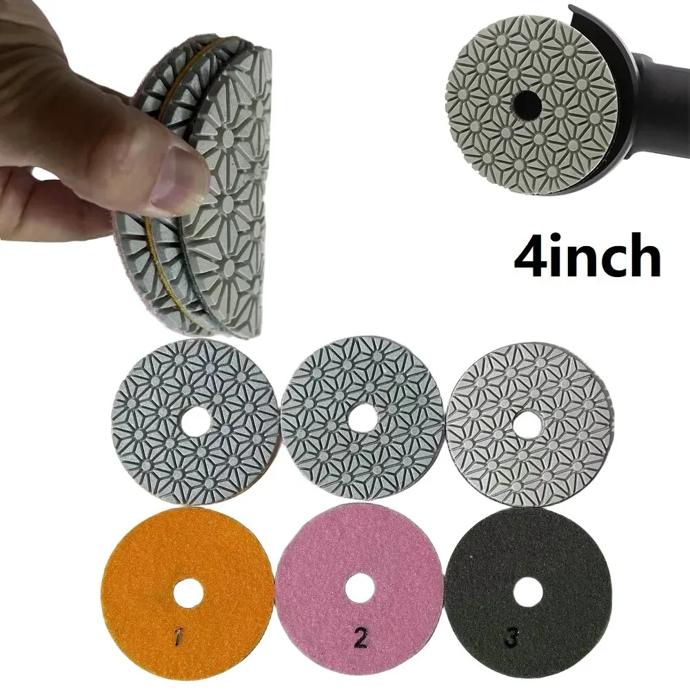 3pcs/set Flexible Wet & Dry Polishing Pads For Stone Marble Tile Polishing Pads