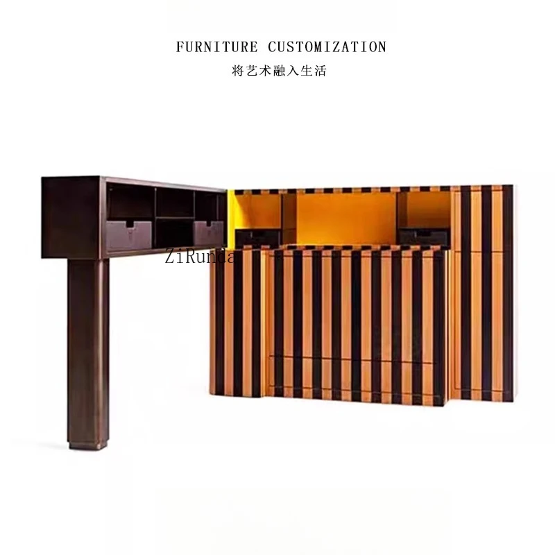 อิตาเลี่ยนหรูหราไม้เคาน์เตอร์บาร์ไวน์ตู้ high-end Villa Home Art Creative ด้านข้างตู้