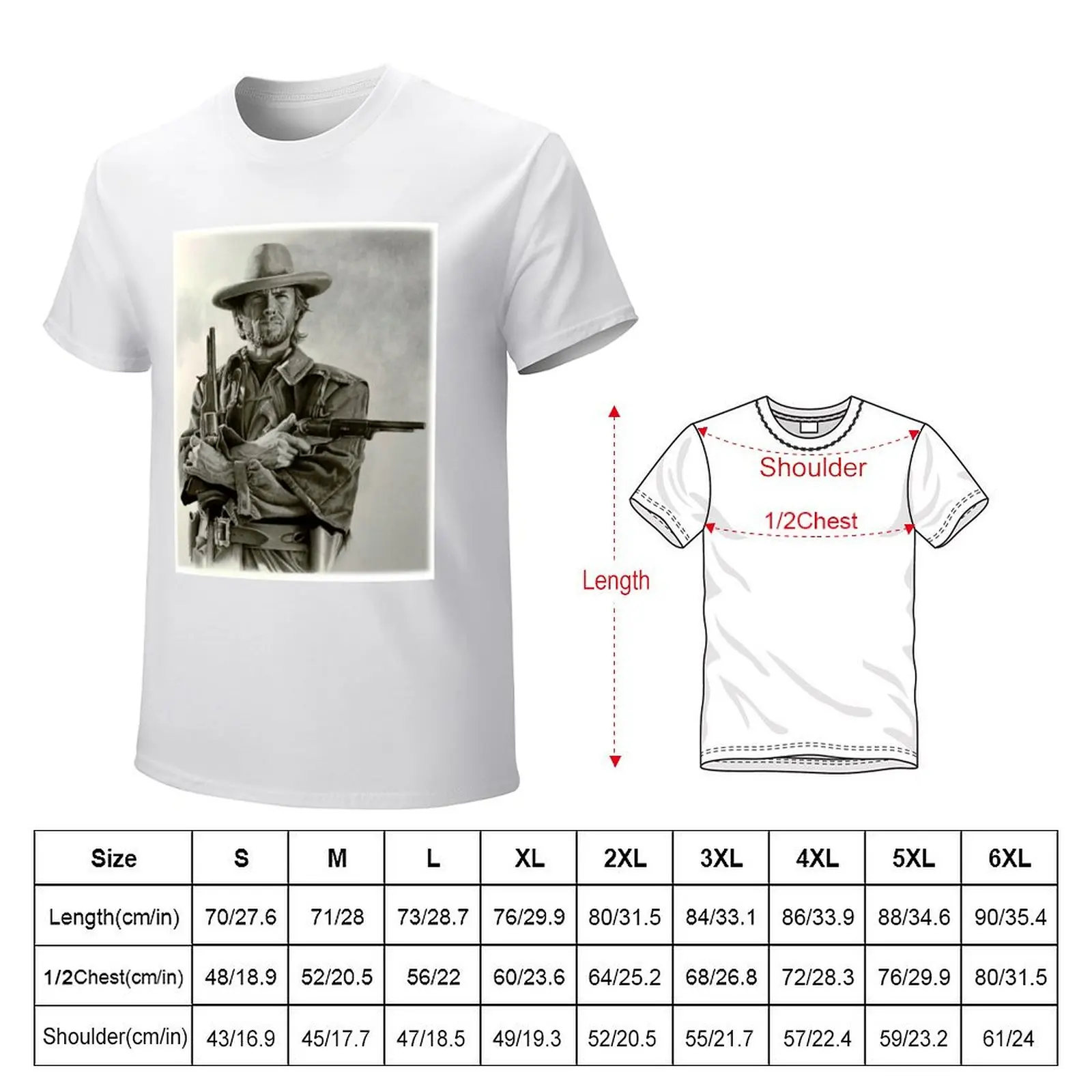 Clint cowboy T-shirt Blouse vintage summer clothes heavyweights Men's t shirts