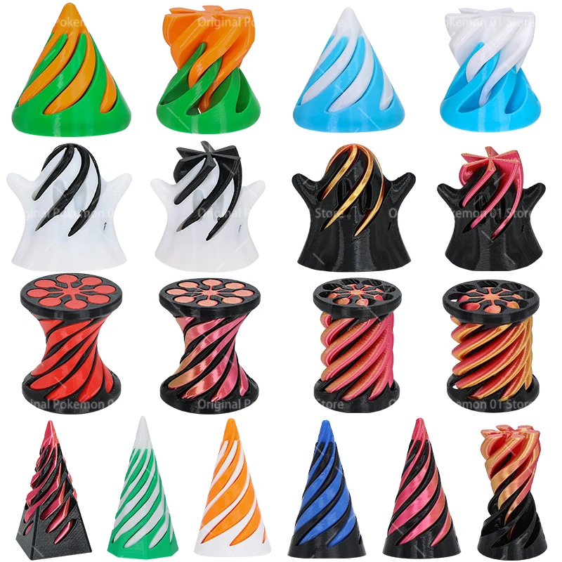 3D Printed Spiral Cone Fidget Toy Impossible Pyramid Passthrough Ghost Sculpture Mini Vortex Thread Illusion Decompression Toy