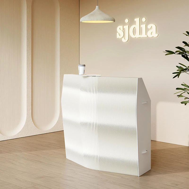 Folding Reception Table Kraft Paper Movable Event Front Desk Hexagon Paper Reception Desk For Boutique