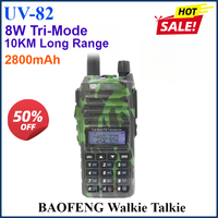 2800mAh Baofeng UV-82 8W Radio 10 KM Walkie Talkies Dual Band UV-82 High Power Version 8W Tri Power Modes Switchable