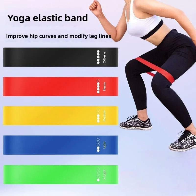 Ensemble de 5 bandes de résistance, 5 niveaux, bandes élastiques de yoga, bandes de fitness pour l'entraînement des jambes, des hanches et des bras, exercices à domicile