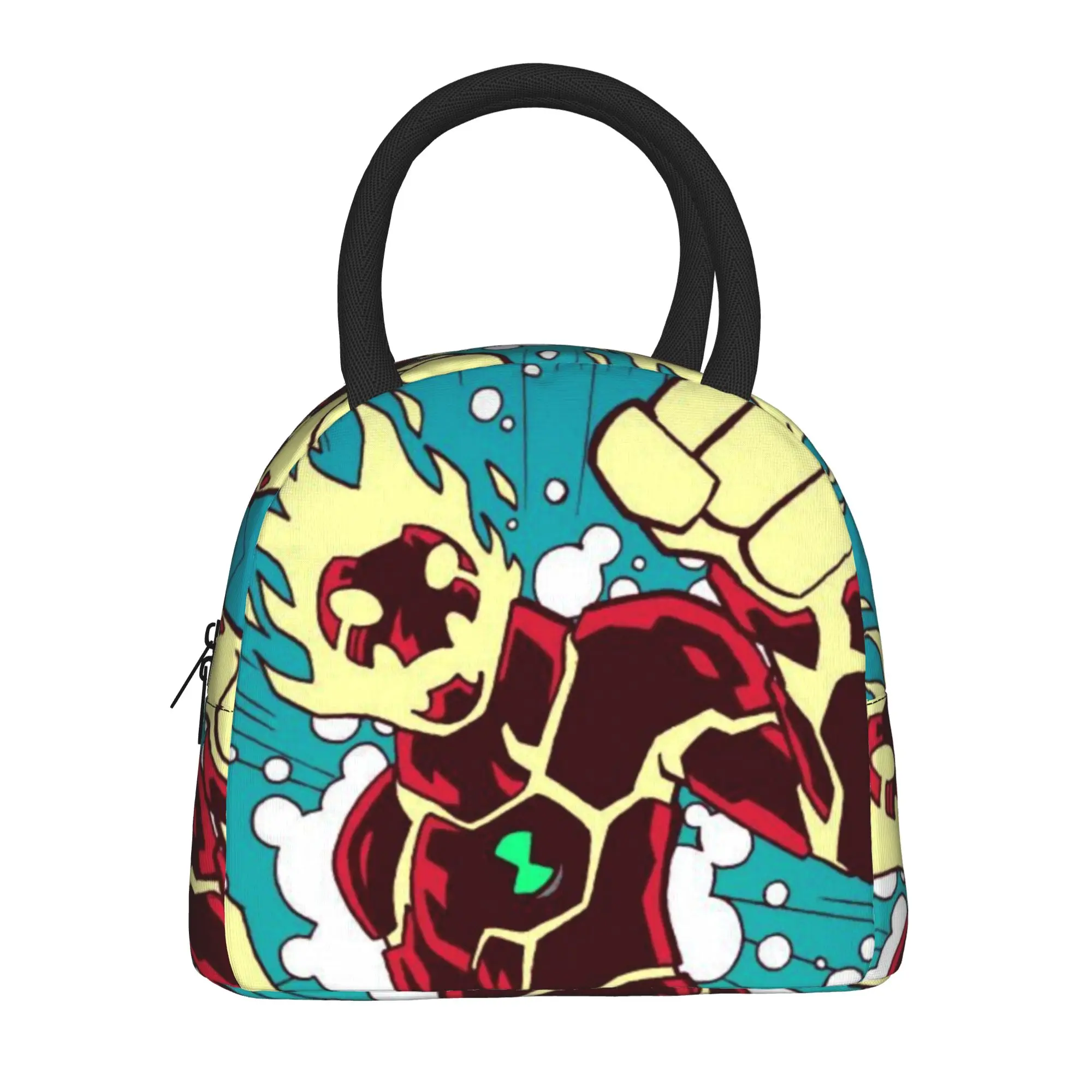 Back to school season Ben 10  Picnic Bag Heatblast Comic Style Large Capacity Harajuku Design Portable Leakproof Lunch Bag