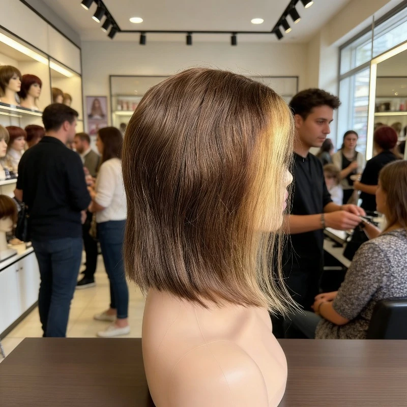 

P4/27 # Высококачественный парик из натуральных бразильских волос Remy, 10 дюймов, прямой боб с диагональным разрезом, 4x4 Lace Frontal, с предварительно выщипанными прядями и эффектом baby hair