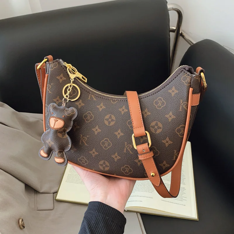 

2025 Moon Bag for Women - Luxury Printed Crossbody Purse with Vintage Chain Strap, Versatile Shoulder Bag for Day & Night