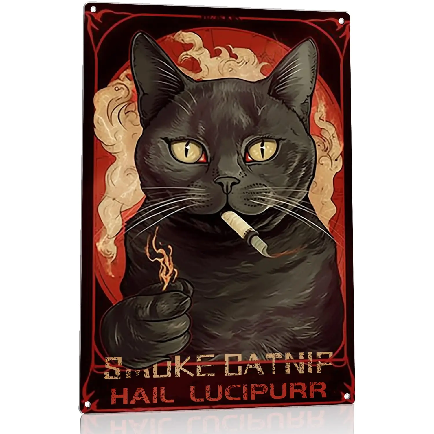 Bring Some Whimsical Fun to Your Walls with Cat Retro Tin Signs - Featuring Two Vintage Metal Posters with a Comfortable Feline