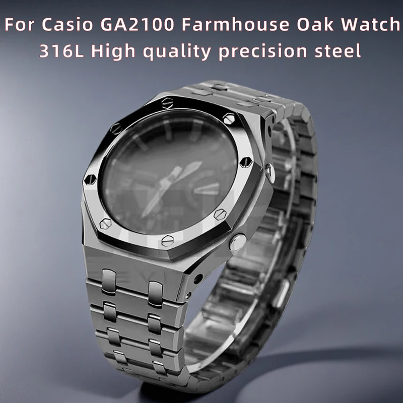 

Комплект ремешка и металлического корпуса из нержавеющей стали 316L для часов Casio G-SHOCK Farm Oak GA2100/GA2110, ремешок для часов GA-2100 GA-B2100, мужской браслет