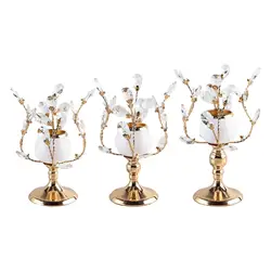 Crystal Candle Holders Metal Bracket Candelabros Home Living Room Desktop Romantic Candlestick Candles Ornament Wedding Decors