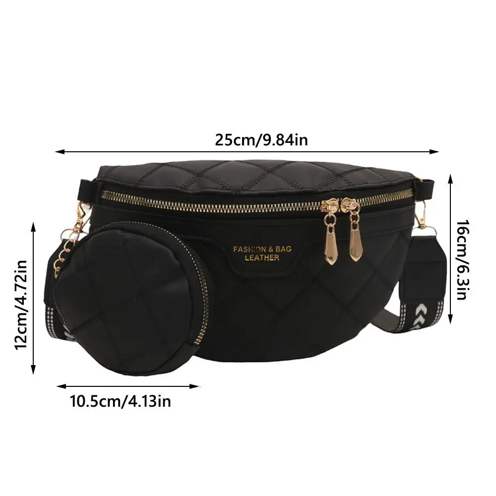 Elegant PU Leather Crossbody Chest Bag Stylish Chain Zipper Woven Lattice Pattern Fanny Pack Wide Strap Shoulder Bag For Women view 6