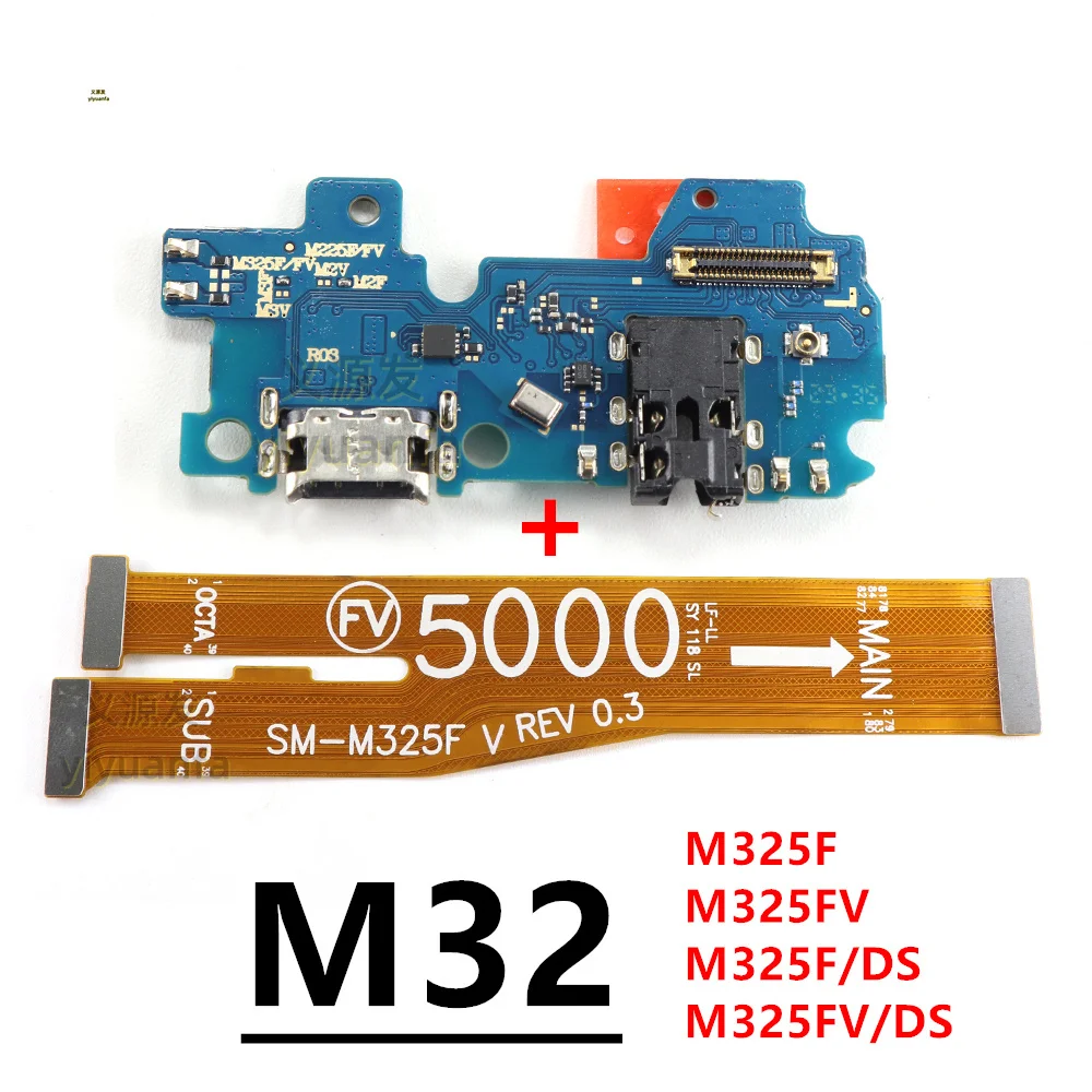 For Samsung Galaxy M32 M325 M325F M325FV USB Micro Charger Charging Port Dock Connector Microphone Main Board Flex Cable