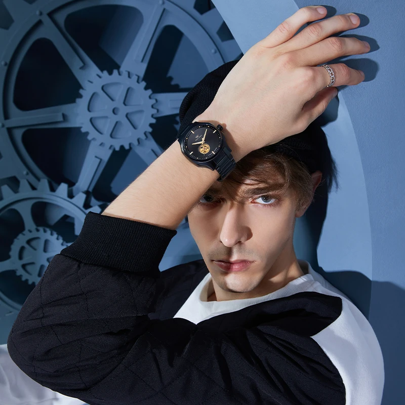 ساعة WM ساعات آلية أوتوماتيكية مقاومة للماء كلاسيكية كاجوال لرجال الأعمال ساعة Welly Merck Watcher WM035M