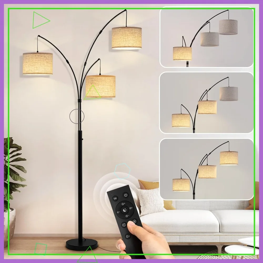 

Суперяркий напольный светильник-арка с пультом ДУ, 2400 лм, с плавной регулировкой яркости, высокий светильник для гостиной, спальни, офиса