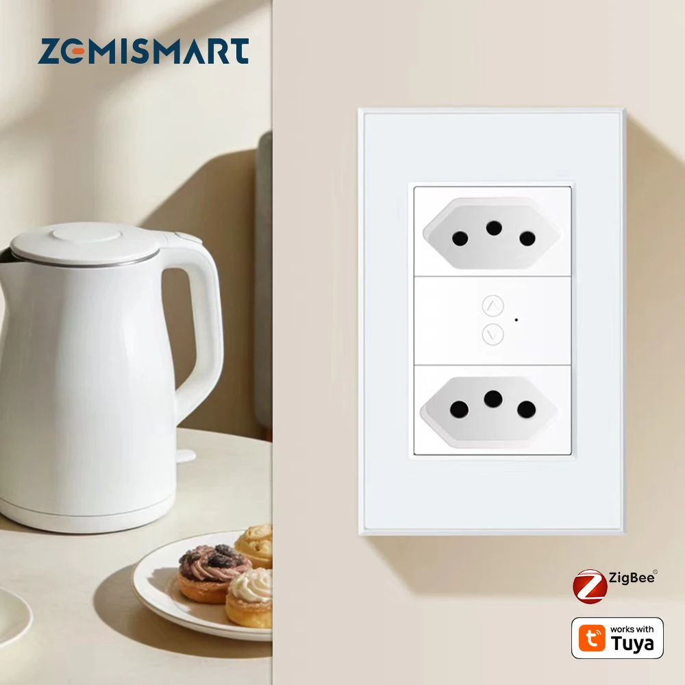 Zemismart Zigbee 10A 20A Smart Brazil Socket Tomada Work with Tuya App Alexa Google Home Voice Electric Brazilian Wall Outlets