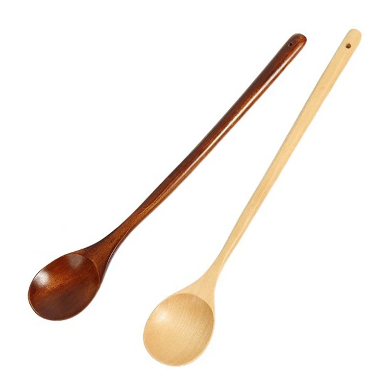 33cm Long Handle Wooden Spoon Japanese-Style Coffee Stirring Rod Tea Dessert Spoon Mixing Soup Spoon Tableware Kitchen Supplies