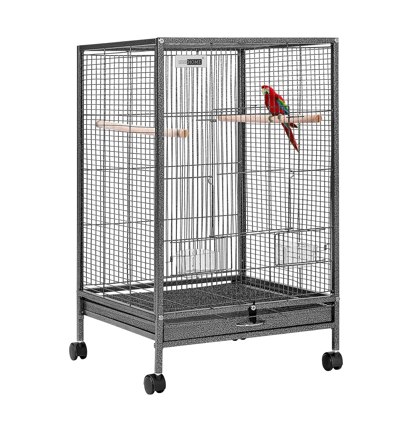 

Iron Bird Cage With Rolling Stand For Conures Lovebirds Cockatiels Finches Cages House