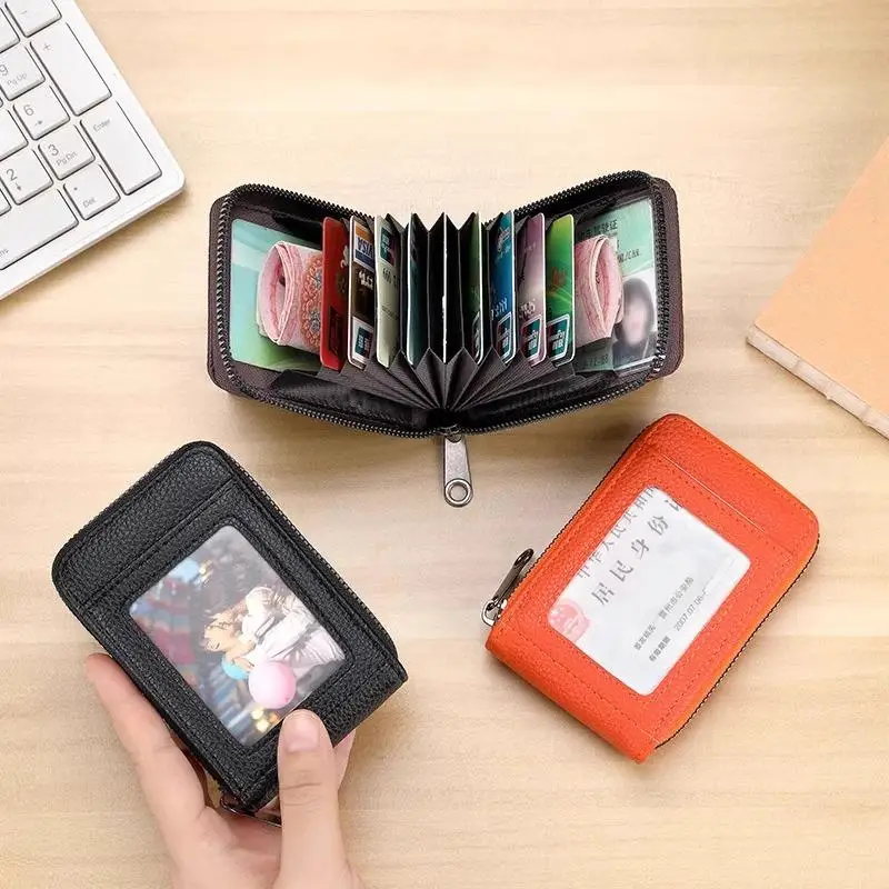 -1PC New Organ Card Bag Korean Edition Portable Women's Short Bank Card Cover Business Card Clip Zipper Vertical Handheld Bag