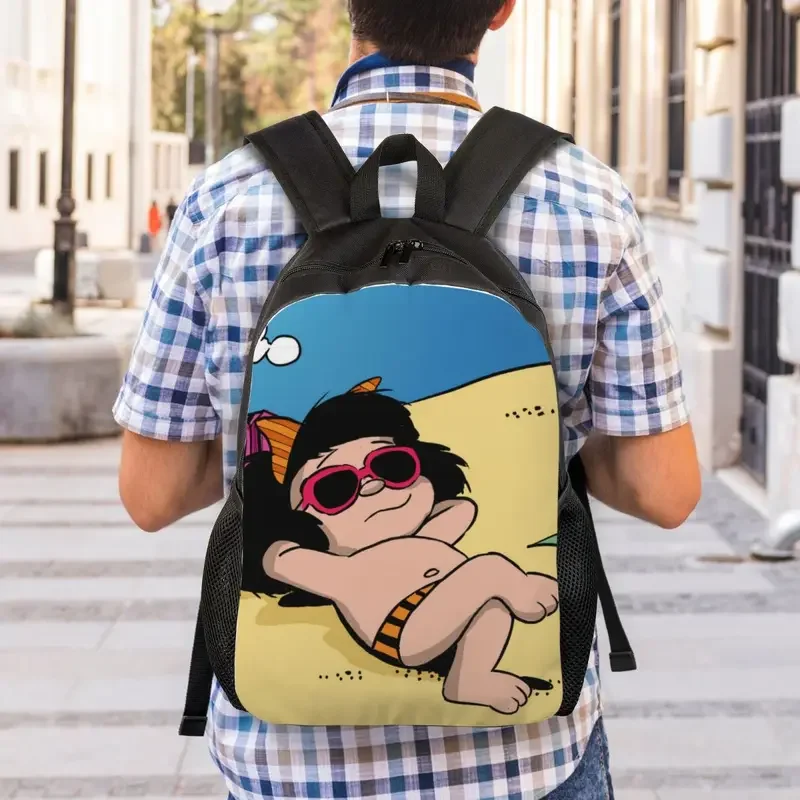 Free Happy Mafalda Laptop Backpack Men Women Casual Bookbag for College School Student Cartoon Anime Bags