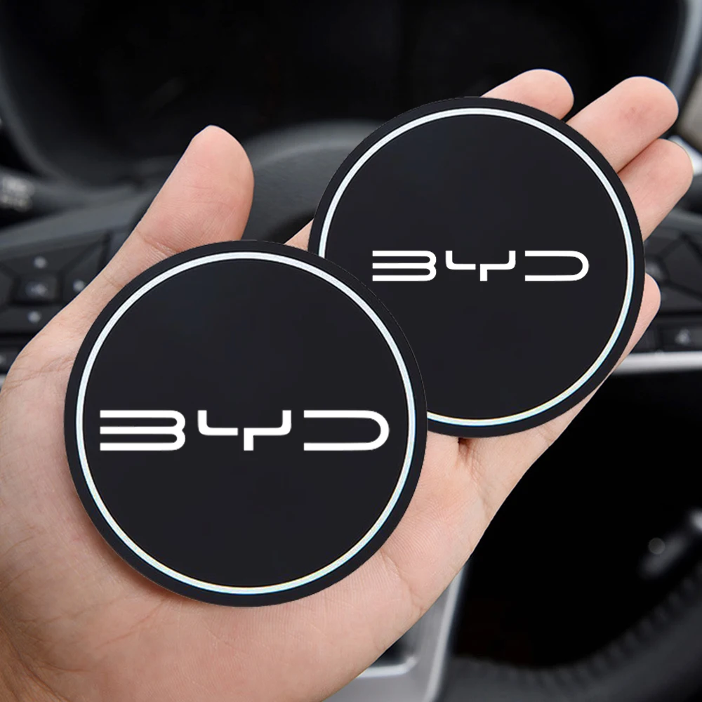 2PCS Car Cup Holder Mat Leather Water Coaster Decoration For BYD Tang F3 E6 Atto Yuan Plus Song F0 G3 I3 Ea1 G6 Pro