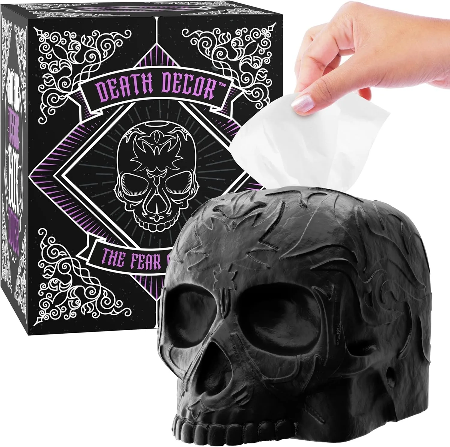 

Gothic skull tissue box cover suitable for desktop, modern, dressing table, storage box