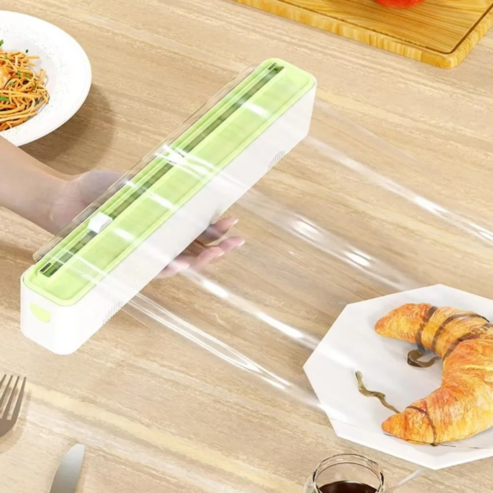 Magnetic Plastic Wrap Cutter Stretch Cutter Aluminum Foil Cutter Food Film Dispenser Dual Slide Cutting Cling Film Dispenser