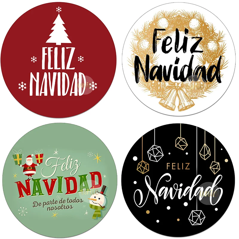 Feliz Navidad Christmas Español Merry Christmas Stickers Labels Decorative Stickers Wrapping Gift Box Self-adhesive Label