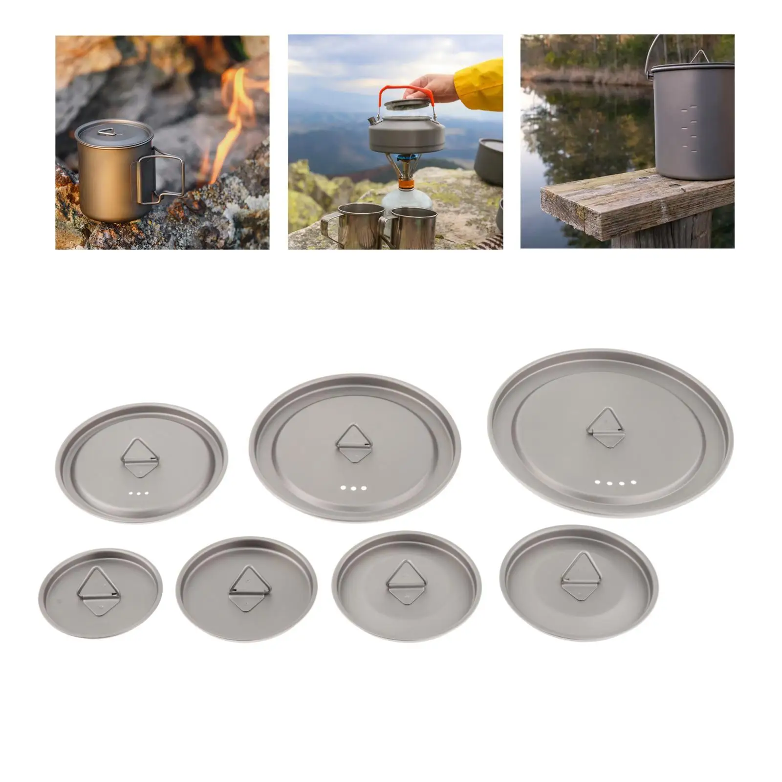 Titanium Water Cup Lid Camping Pot Lid Travelling Picnic Tea Coffee Mug Lids Reusable Camp Boiling Water Bottle Lids Universal