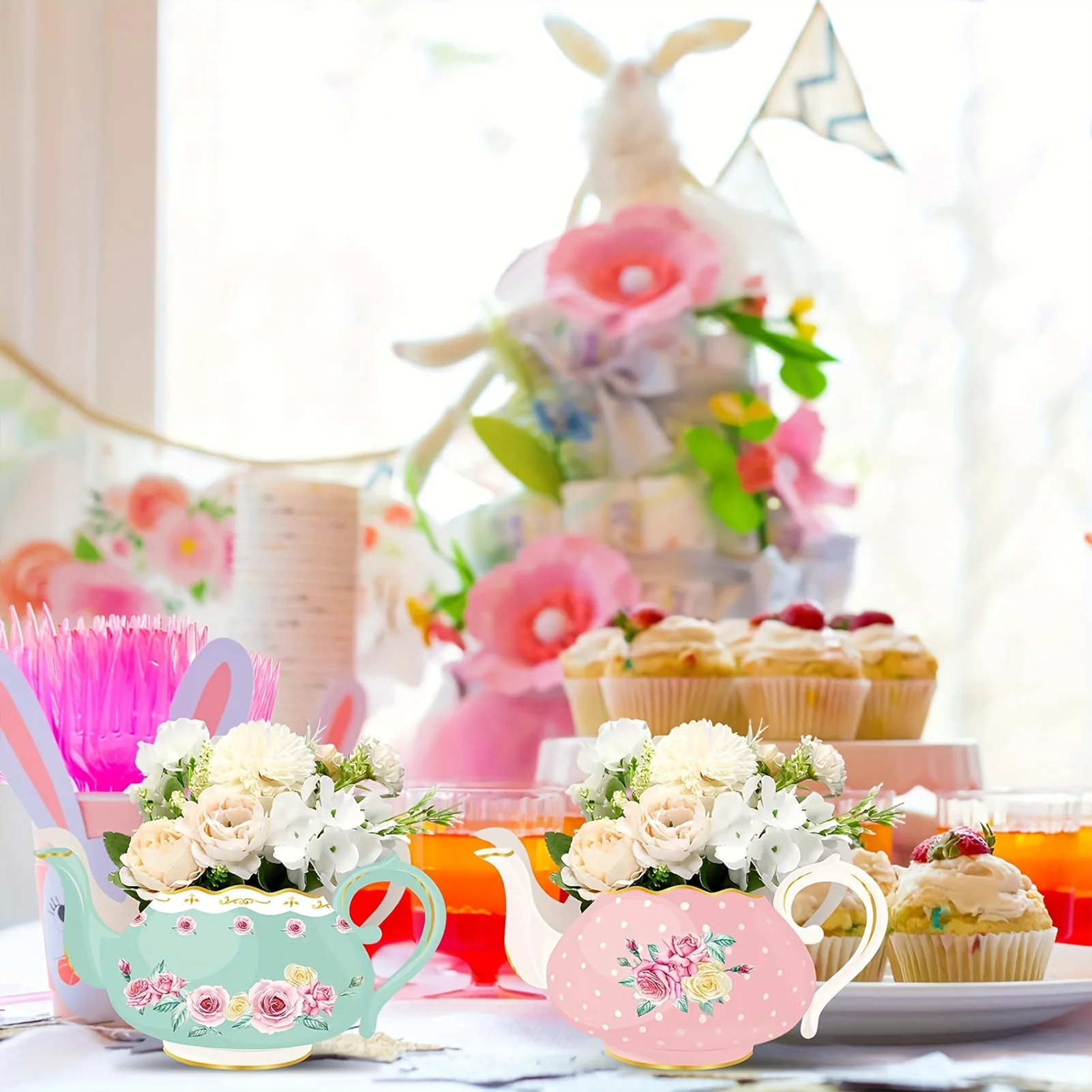 Flower Tea Party Gift Boxes with Lovely Shape Design Cute Table Centerpiece Suitable for Brunches Birthdays