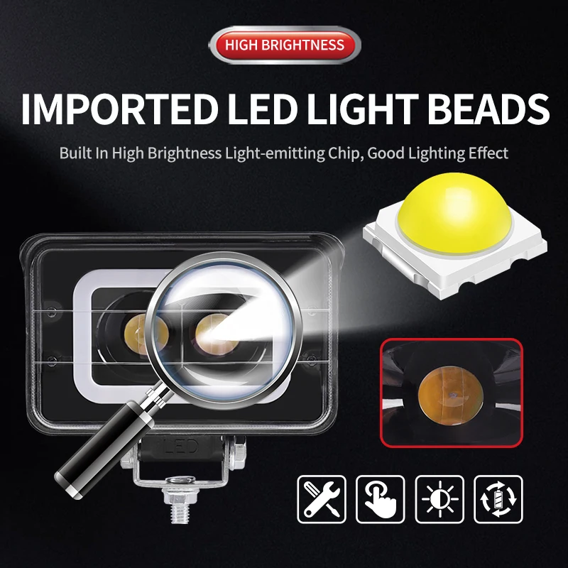 RGB White Yellow LED Motorcycle Accessory Spotlight LED Motorcycle Signal Light fog RGB Work Light 12V/24V