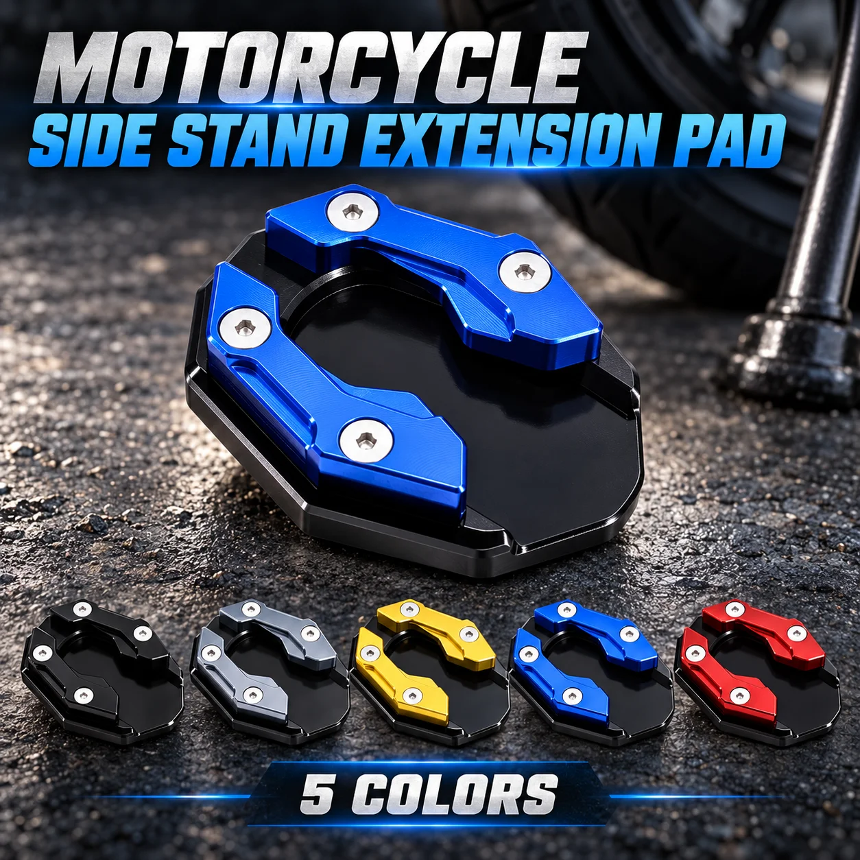 Scooter Motorbike Accessories Extension Foot Pad Support Plate Aluminum Alloy Motorcycle Bike Kickstand Extender Foot Side Stand