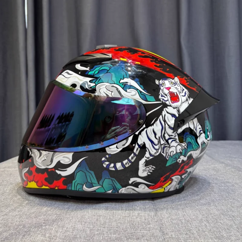 

Полнолицевой мотоциклетный шлем в стиле мотокросса с красочными очками для езды на велосипеде по бездорожью, DOT ECE, безопасный, прочный