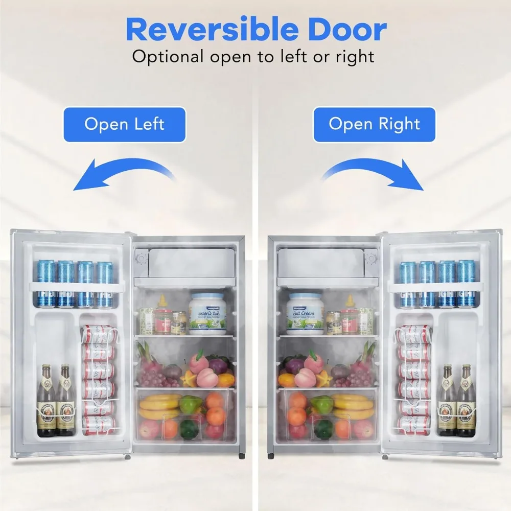 Mini frigorifero portatile da 3,2 piedi cubi con congelatore - Frigorifero compatto argento per casa, ufficio e dormitori, termostato regolabile, Ener