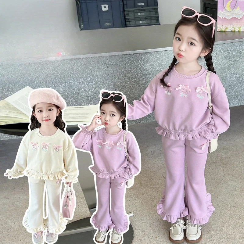 Childrens Clothing Set Sweet Two-piece Set Autumn Clothing Childrens Fashion Korean Top Pants Sweet Cute Two-piece Set