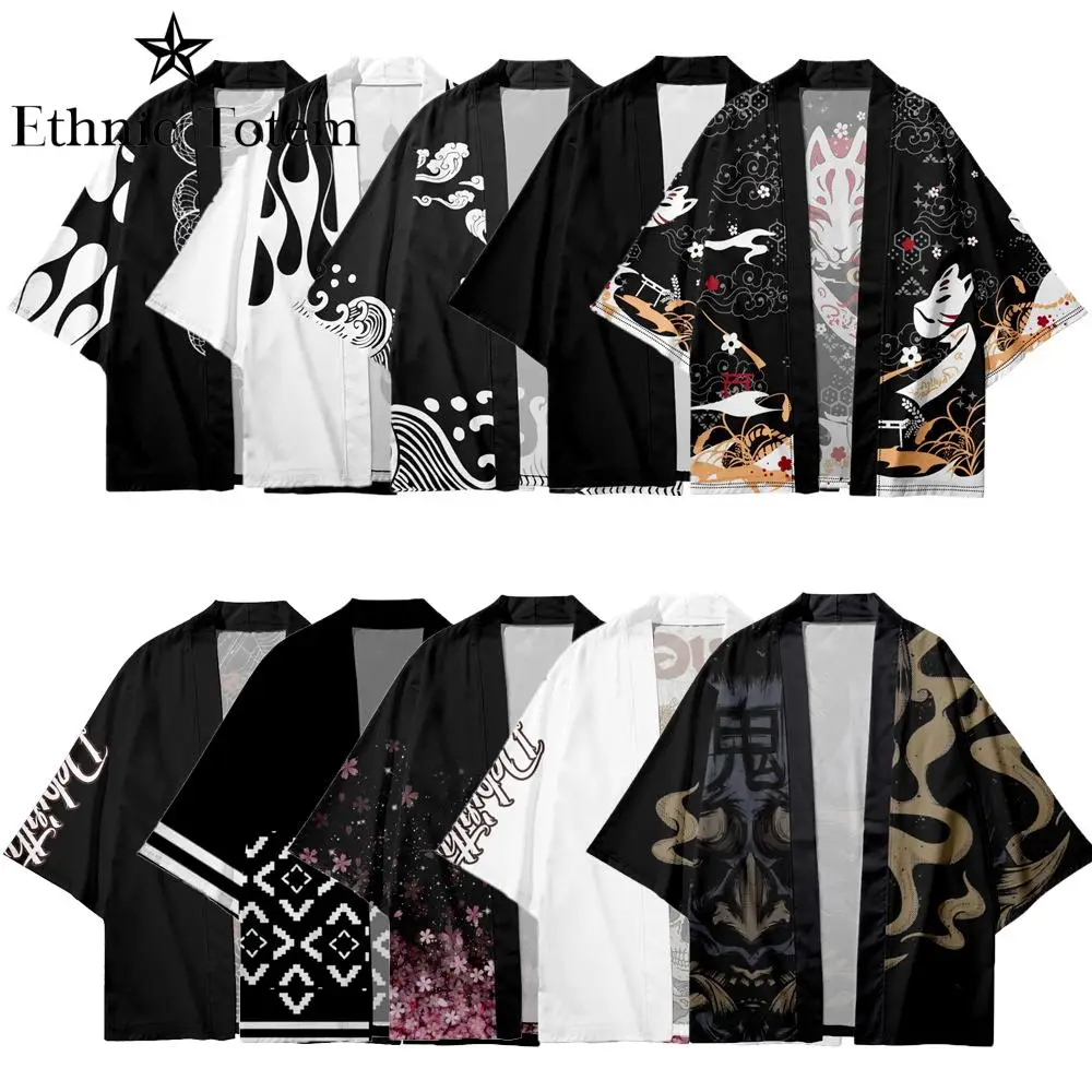 Traditional Asian Clothes for Men Women Haori Kimonos Yukata Harajuku Cardigan Japanese Style Samurai Shirt