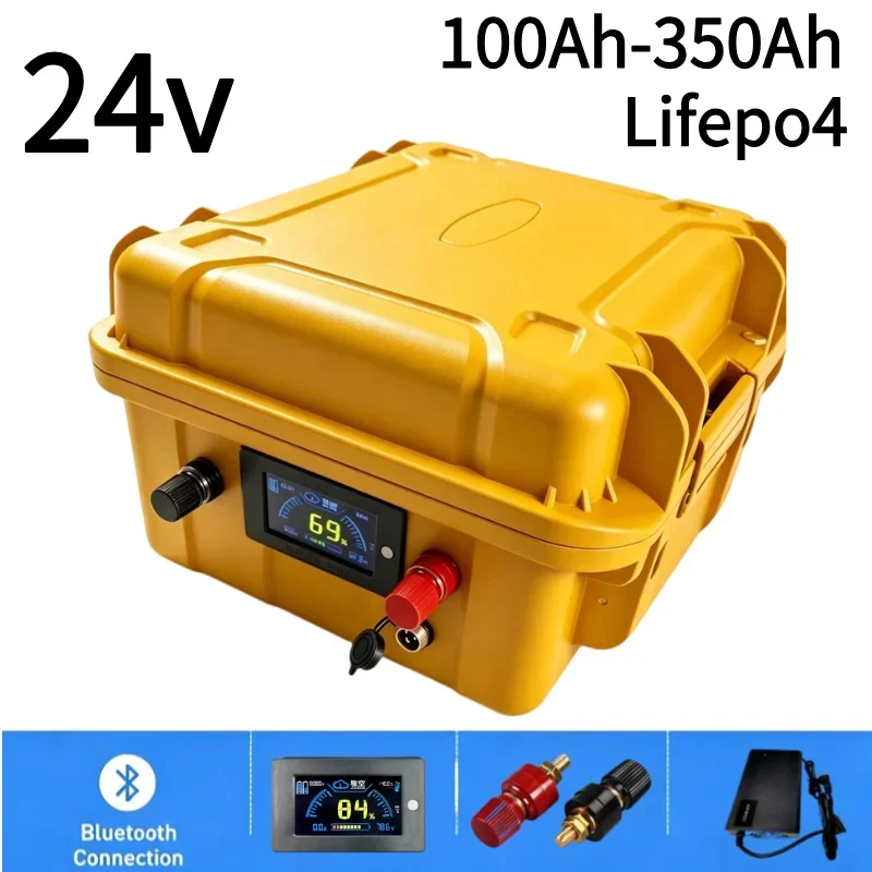 JUN NENG LI 24V Deep‑Cycle LiFePO4 Rechargeable Battery 100‑350Ah Lithium Iron Phosphate for Solar System UPS Trolling Motor Off