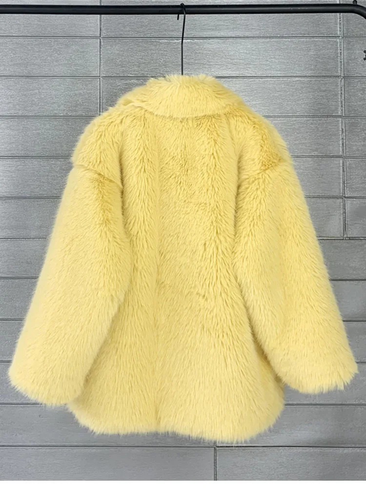 ZADORIN Korean Fashion Winter White Faux Fox Fur Jacket Women Fur Cardigan Luxury Mid Long Lapel Fake Fur Coat Ladies Coats