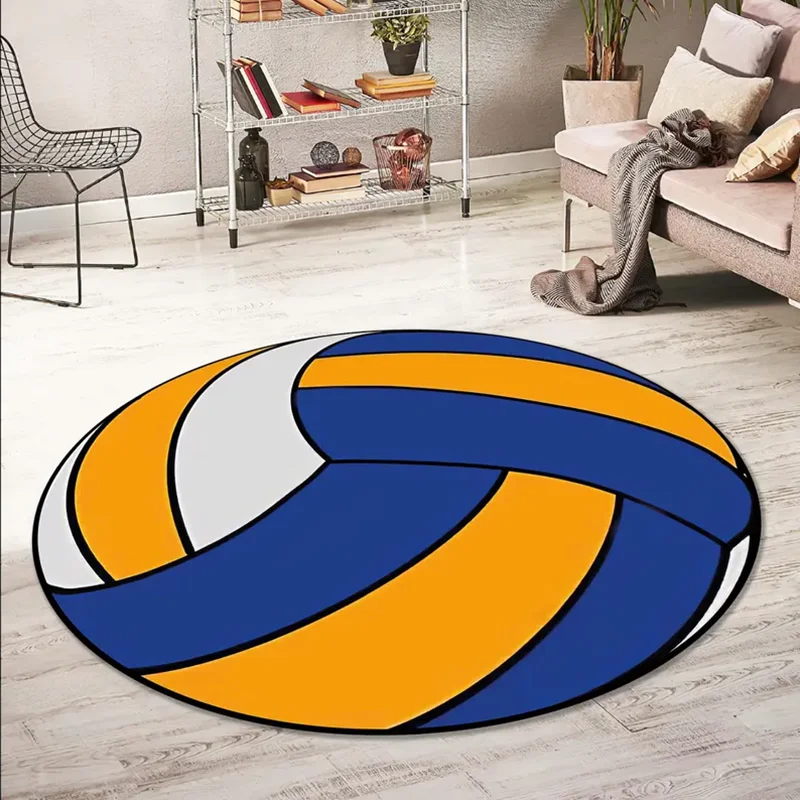Ballsport-Thema, runder Teppich, Volleyball, Baseball, Basketball, Tennis, Teppich, tägliches Zuhause, Bodendekoration, rutschfeste Matte für Wohnzimmer