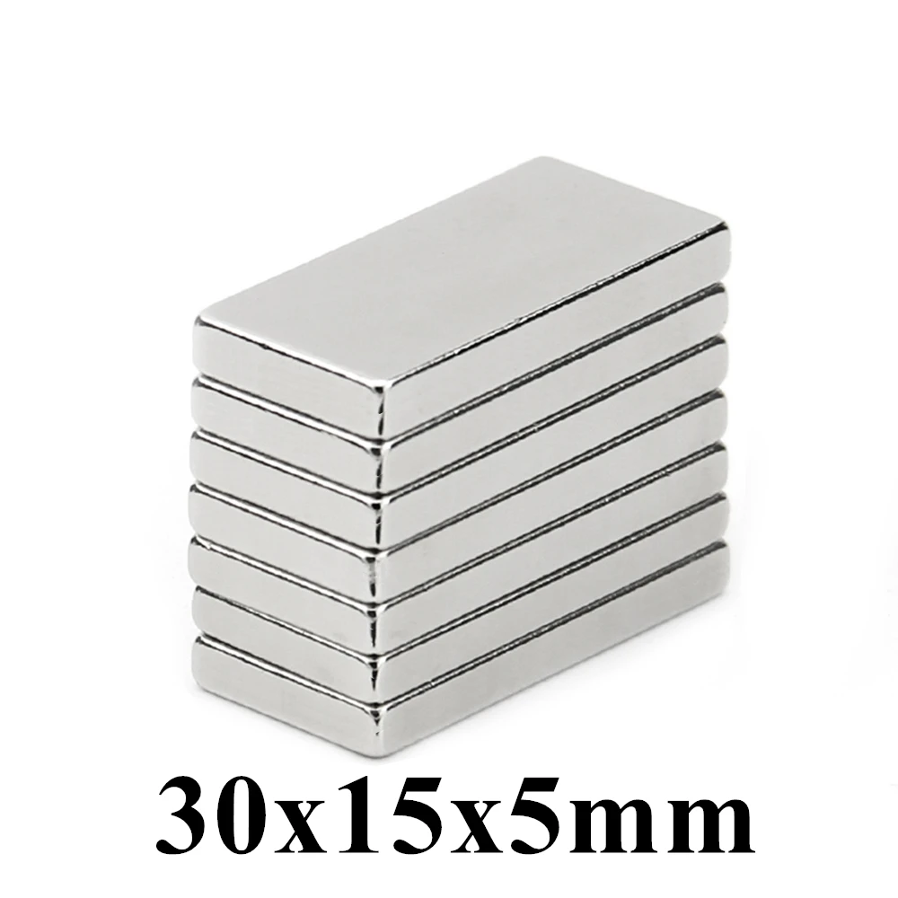 

100pcs 30x15x5mm Super Powerful Strong Rare Earth Block NdFeB Magnet Neodymium N35 Magnets 30*15*5mm