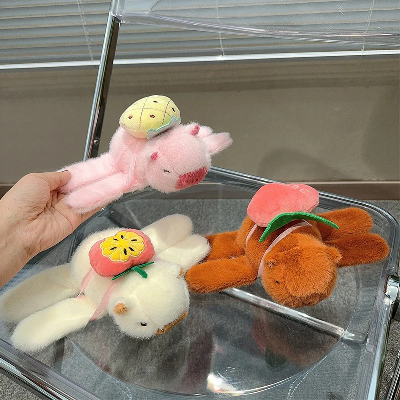 Lovely Capybara Animal Slap Snap Wrap Wristband Bracelet Plush Stuffed Animal Kawaii Capybara Hand Ring Wristband Kid Funny Toys