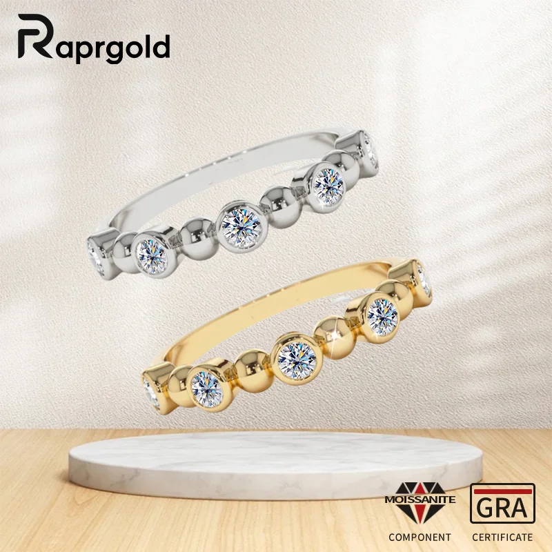 

Сертифицированное RAPRGOLD альтернативные бусины и ободок, нежное кольцо с муассанитом для женщин, стерлинговое серебро 925, свадебные украшения, подарок