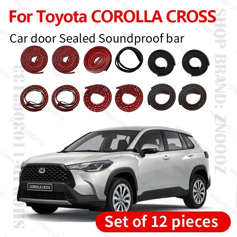 Para toyota corolla cruz tira de vedação da porta do carro borracha dupla camada protetor vedação à prova de som tira de vedação à prova de poeira 12 pçs