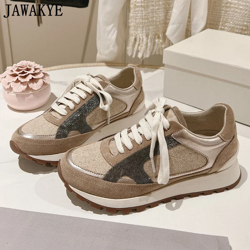 

2024 Designer New Lace Up Sneakers Women Thick Sole Multi Color Suede Platform Shoes Casual Brand Vacation Walking Shoes Women